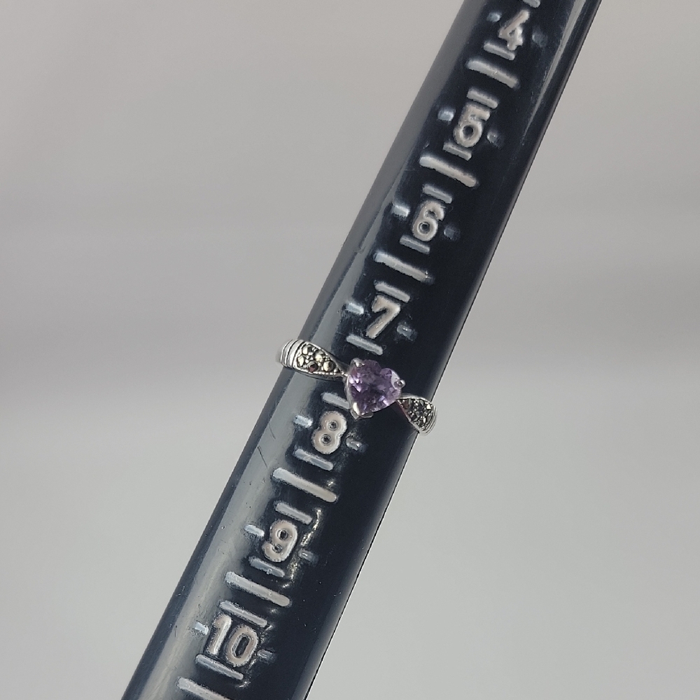 925 Sterling Silver Purpke Heart Ring